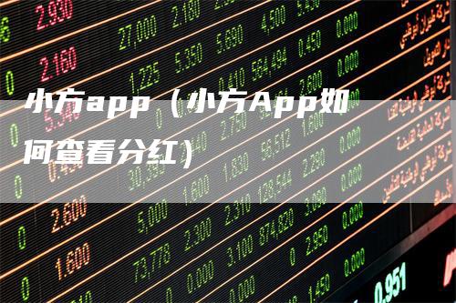 小方app（小方App如何查看分红）